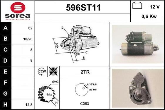 STARTCAR 596ST11 - Стартер vvparts.bg