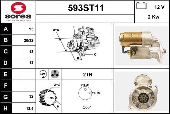 STARTCAR 593ST11 - Стартер vvparts.bg