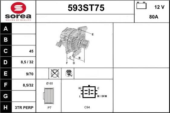 STARTCAR 593ST75 - Генератор vvparts.bg