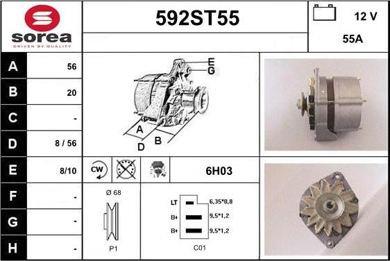 STARTCAR 592ST55 - Генератор vvparts.bg