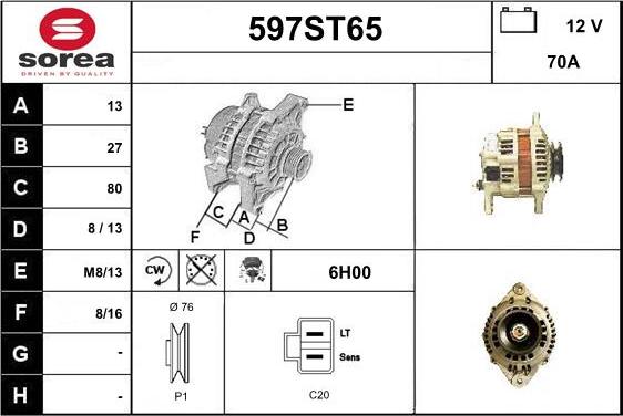 STARTCAR 597ST65 - Генератор vvparts.bg