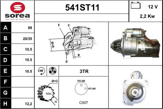 STARTCAR 541ST11 - Стартер vvparts.bg