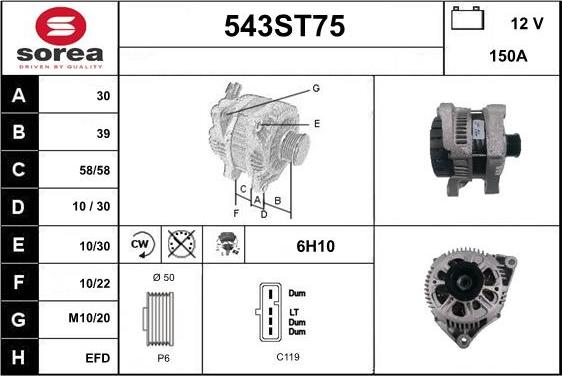 STARTCAR 543ST75 - Генератор vvparts.bg