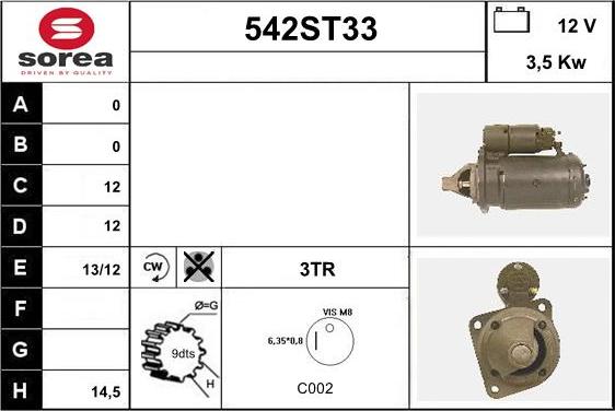 STARTCAR 542ST33 - Стартер vvparts.bg