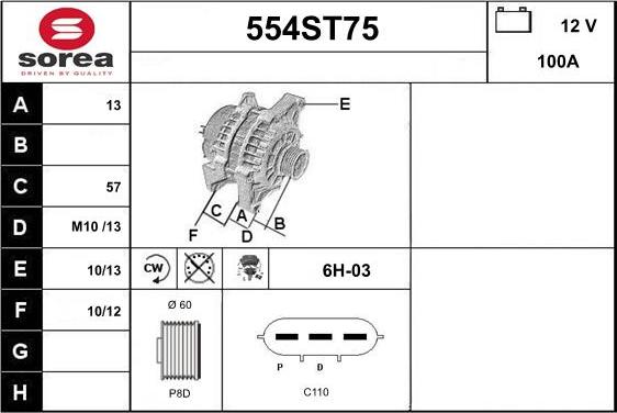 STARTCAR 554ST75 - Генератор vvparts.bg