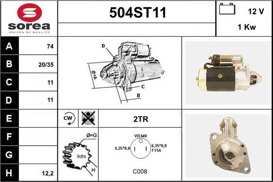 STARTCAR 504ST11 - Стартер vvparts.bg