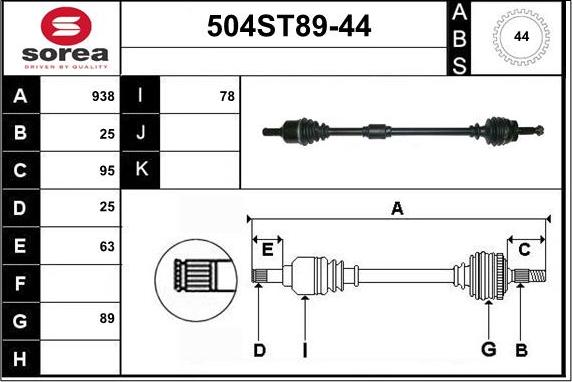 STARTCAR 504ST89-44 - Полуоска vvparts.bg