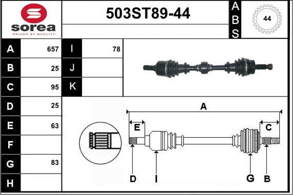 STARTCAR 503ST89-44 - Полуоска vvparts.bg