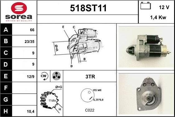 STARTCAR 518ST11 - Стартер vvparts.bg