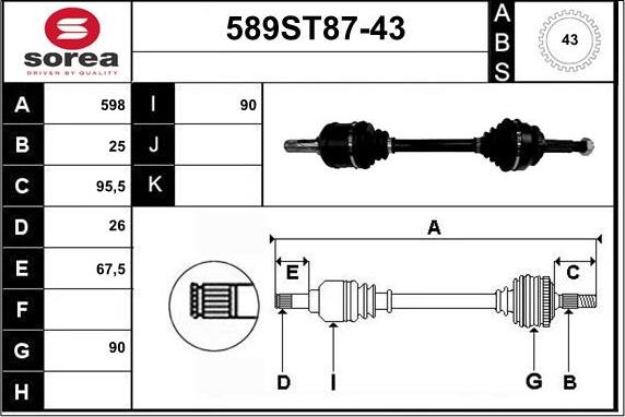 STARTCAR 589ST87-43 - Полуоска vvparts.bg