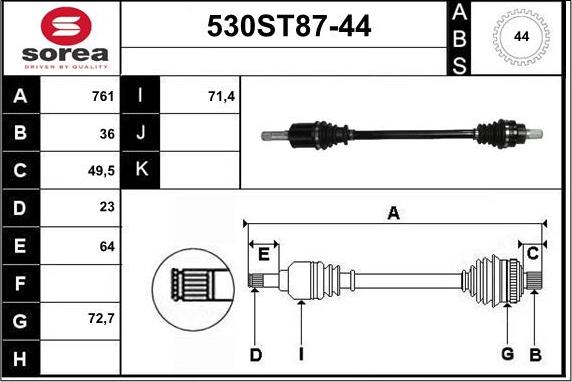 STARTCAR 530ST87-44 - Полуоска vvparts.bg