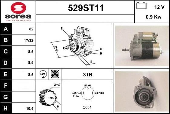 STARTCAR 529ST11 - Стартер vvparts.bg