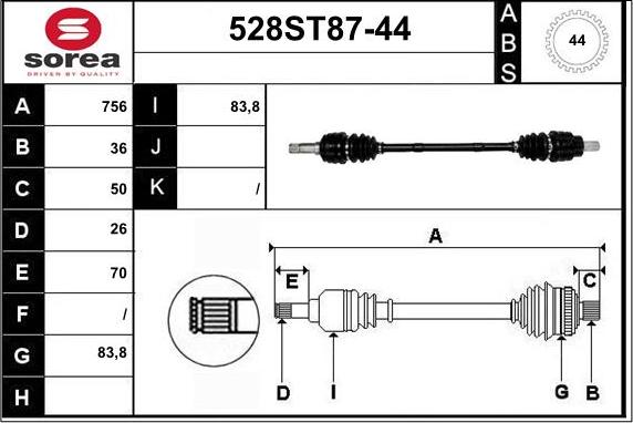 STARTCAR 528ST87-44 - Полуоска vvparts.bg