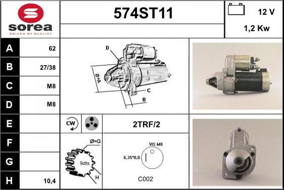 STARTCAR 574ST11 - Стартер vvparts.bg