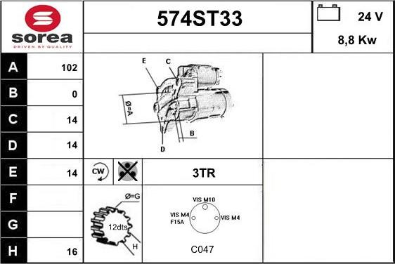 STARTCAR 574ST33 - Стартер vvparts.bg