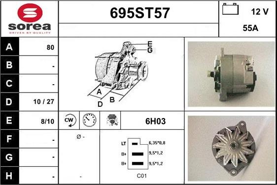 STARTCAR 695ST57 - Генератор vvparts.bg