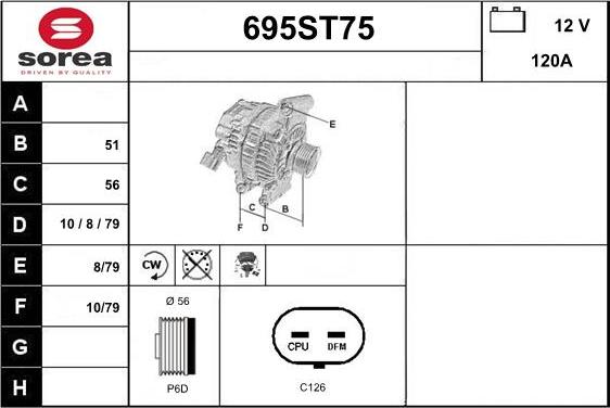 STARTCAR 695ST75 - Генератор vvparts.bg