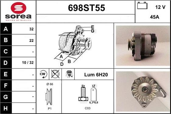 STARTCAR 698ST55 - Генератор vvparts.bg