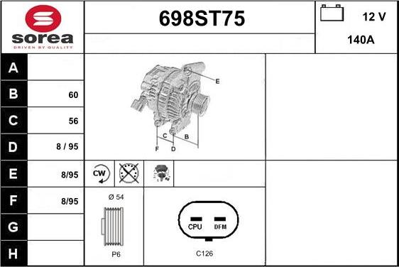 STARTCAR 698ST75 - Генератор vvparts.bg