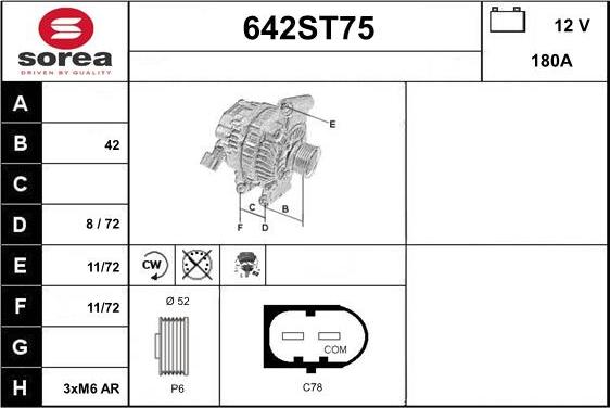 STARTCAR 642ST75 - Генератор vvparts.bg