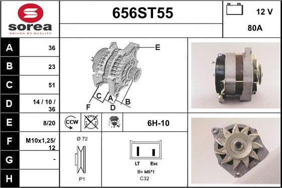 STARTCAR 656ST55 - Генератор vvparts.bg