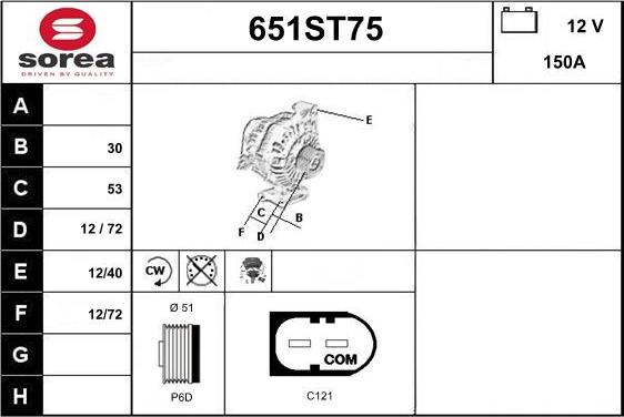 STARTCAR 651ST75 - Генератор vvparts.bg