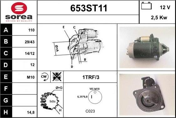 STARTCAR 653ST11 - Стартер vvparts.bg