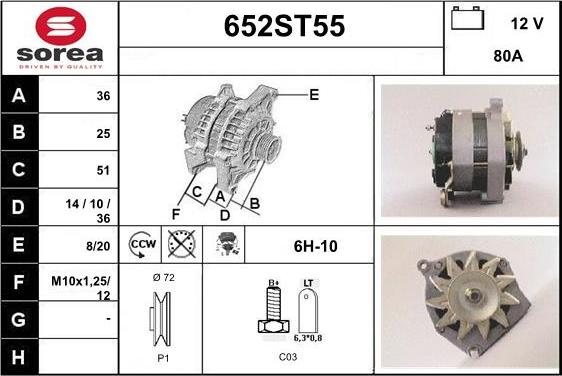 STARTCAR 652ST55 - Генератор vvparts.bg