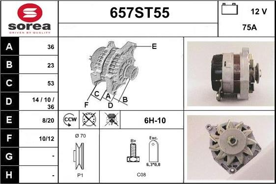 STARTCAR 657ST55 - Генератор vvparts.bg