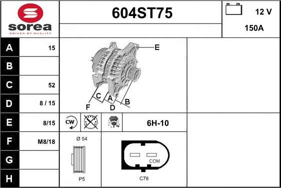 STARTCAR 604ST75 - Генератор vvparts.bg