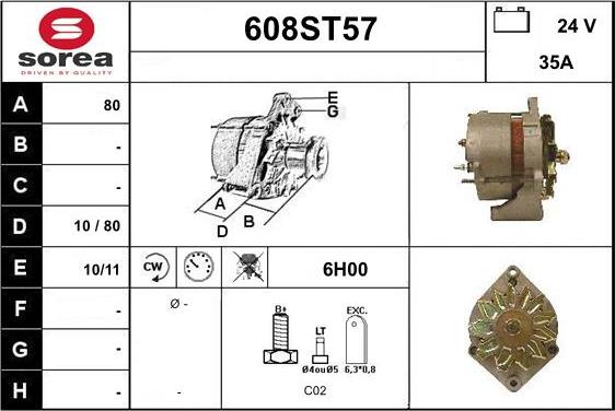 STARTCAR 608ST57 - Генератор vvparts.bg