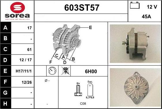 STARTCAR 603ST57 - Генератор vvparts.bg