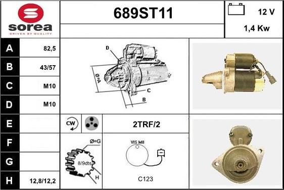 STARTCAR 689ST11 - Стартер vvparts.bg