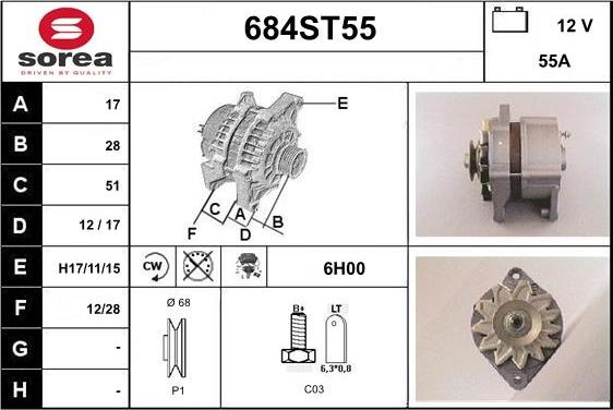 STARTCAR 684ST55 - Генератор vvparts.bg