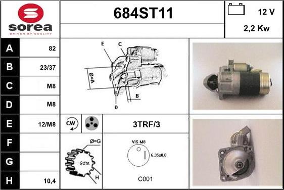 STARTCAR 684ST11 - Стартер vvparts.bg