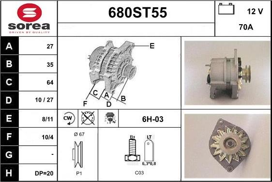 STARTCAR 680ST55 - Генератор vvparts.bg