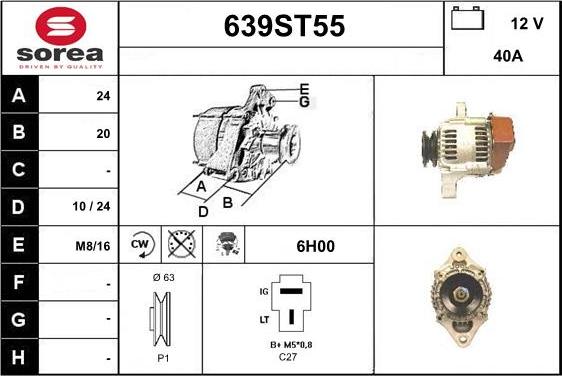 STARTCAR 639ST55 - Генератор vvparts.bg