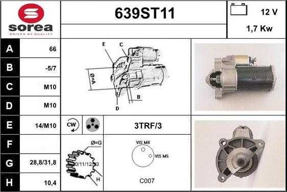 STARTCAR 639ST11 - Стартер vvparts.bg