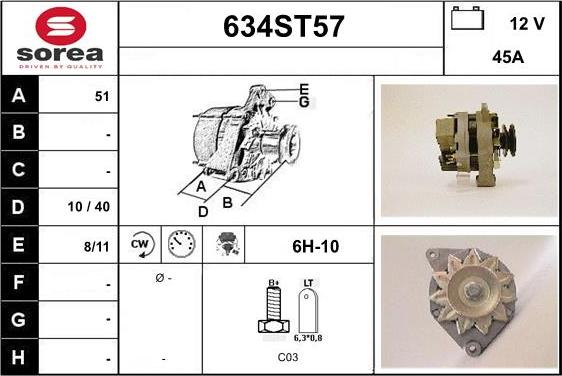 STARTCAR 634ST57 - Генератор vvparts.bg