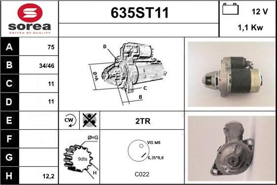 STARTCAR 635ST11 - Стартер vvparts.bg