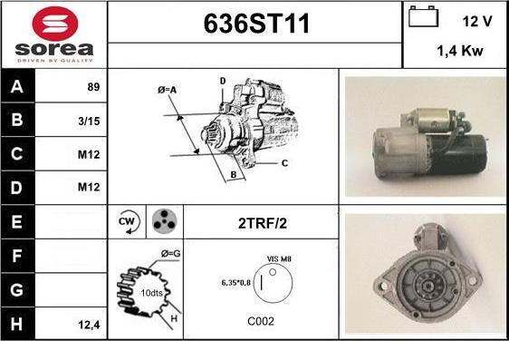 STARTCAR 636ST11 - Стартер vvparts.bg