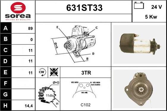 STARTCAR 631ST33 - Стартер vvparts.bg