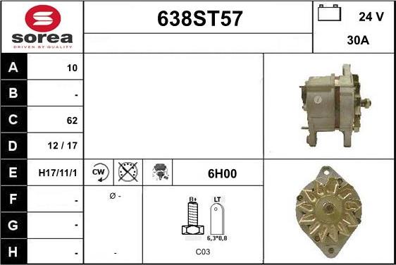 STARTCAR 638ST57 - Генератор vvparts.bg