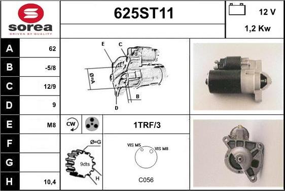 STARTCAR 625ST11 - Стартер vvparts.bg