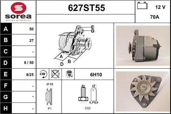 STARTCAR 627ST55 - Генератор vvparts.bg