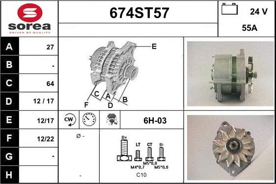 STARTCAR 674ST57 - Генератор vvparts.bg