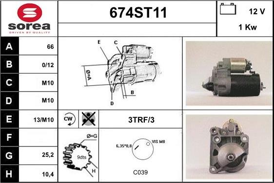 STARTCAR 674ST11 - Стартер vvparts.bg