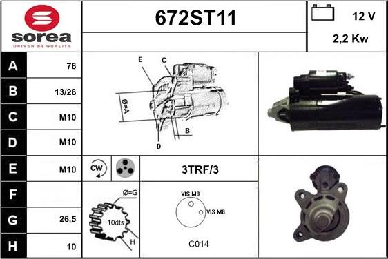 STARTCAR 672ST11 - Стартер vvparts.bg