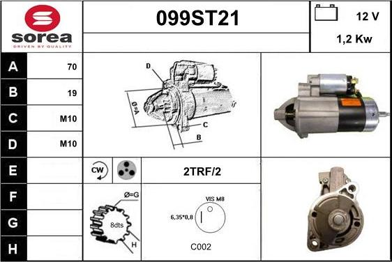 STARTCAR 099ST21 - Стартер vvparts.bg