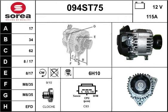 STARTCAR 094ST75 - Генератор vvparts.bg